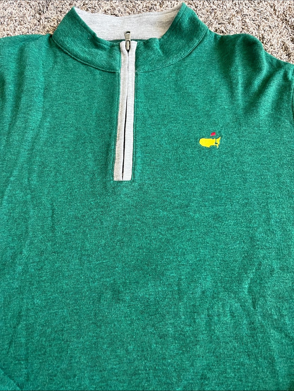 Masters!  Augusta!  Men's Green Quarter-Zip Pullover Sweater. Medium.